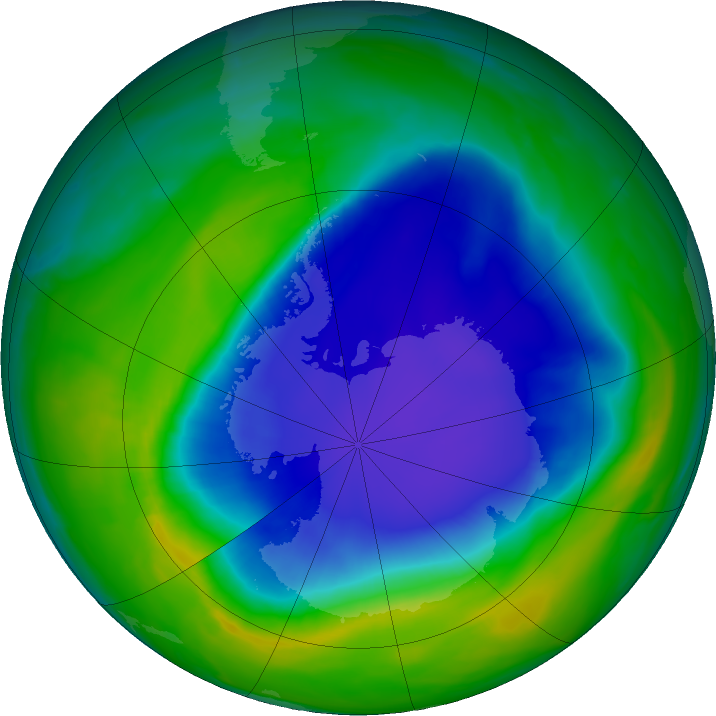 Antarctic ozone map for 19 November 2021
